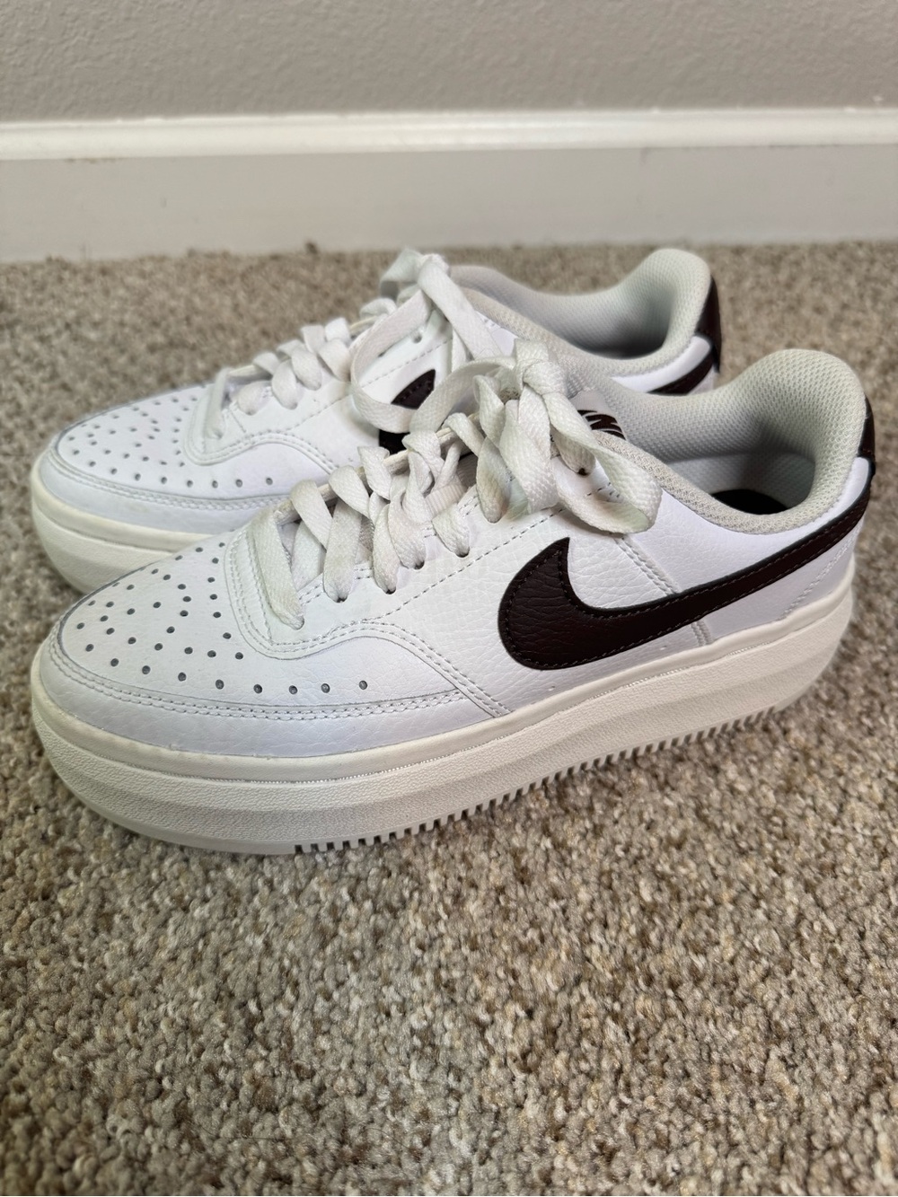 Nike Women’s Court Vision Alta Sneaker White/Brown Size 6